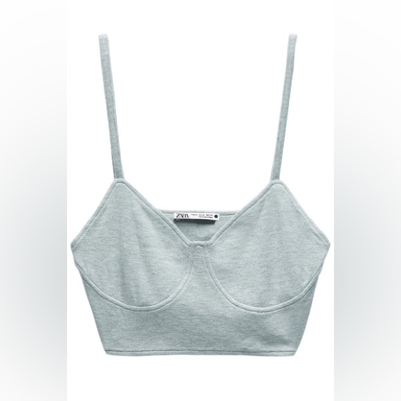 ZARA CROPPED TOP SEA GREEN CROPPED BRA TOP NEW Large - Picture 1 of 2